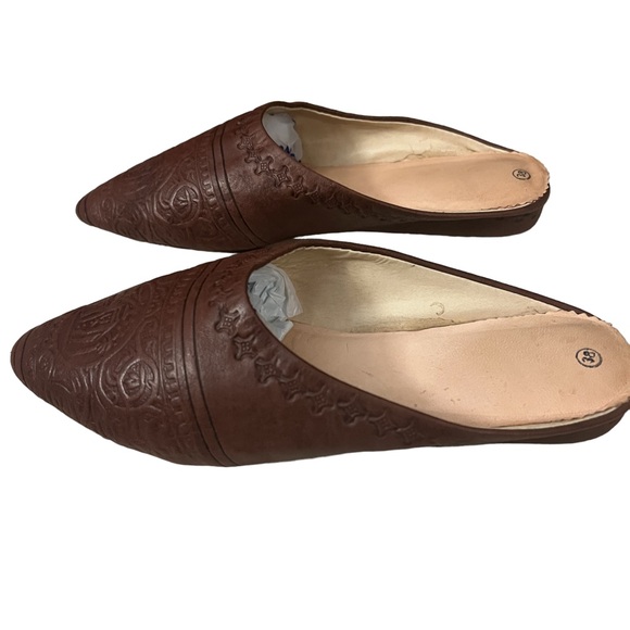 Vrai Cuir Moroccan Handmade  Leather Slippers Slip On US 7/EUR 38 EUC - Picture 3 of 5